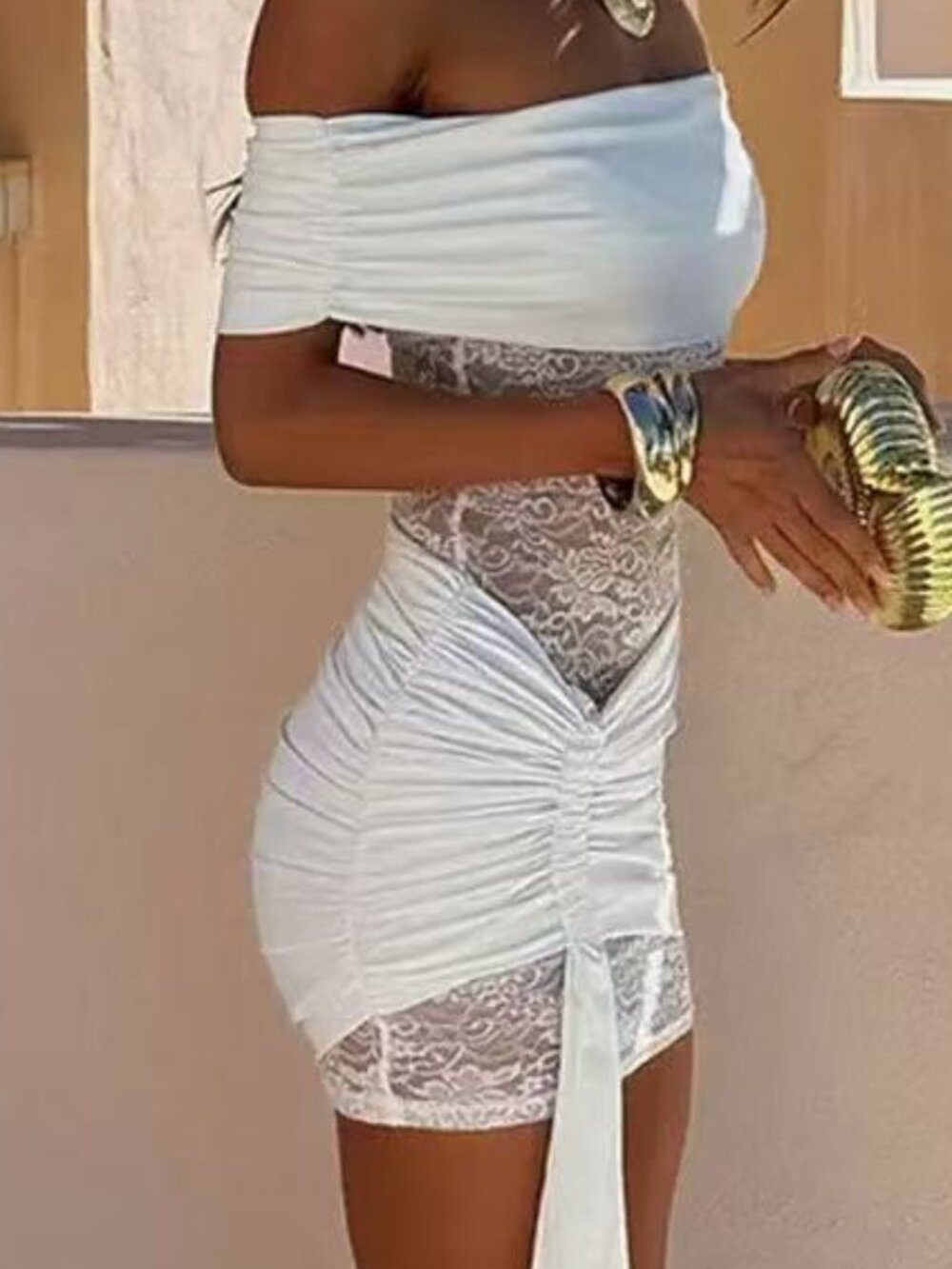 Zimmermann Off-Shoulder White Mini Dress with Draped Side Detail - Picture 4 of 4